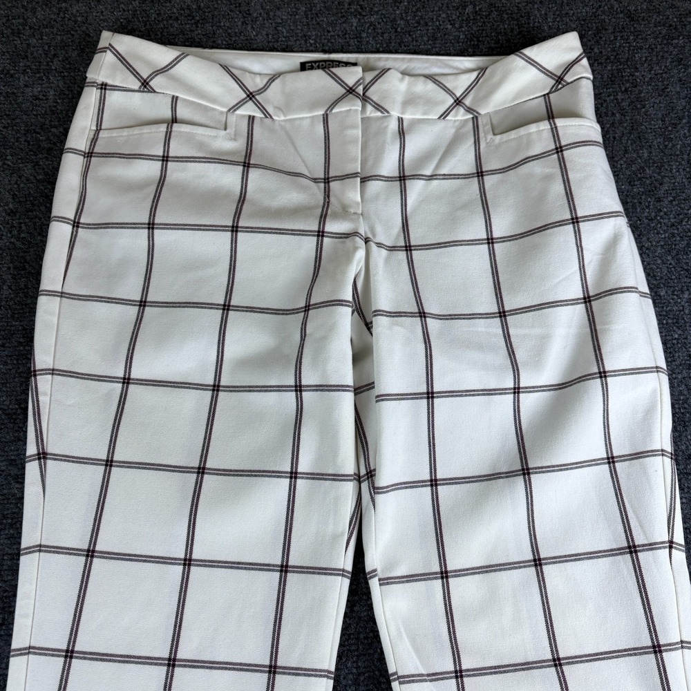 Express White Windowpane Boot Cut Pants
